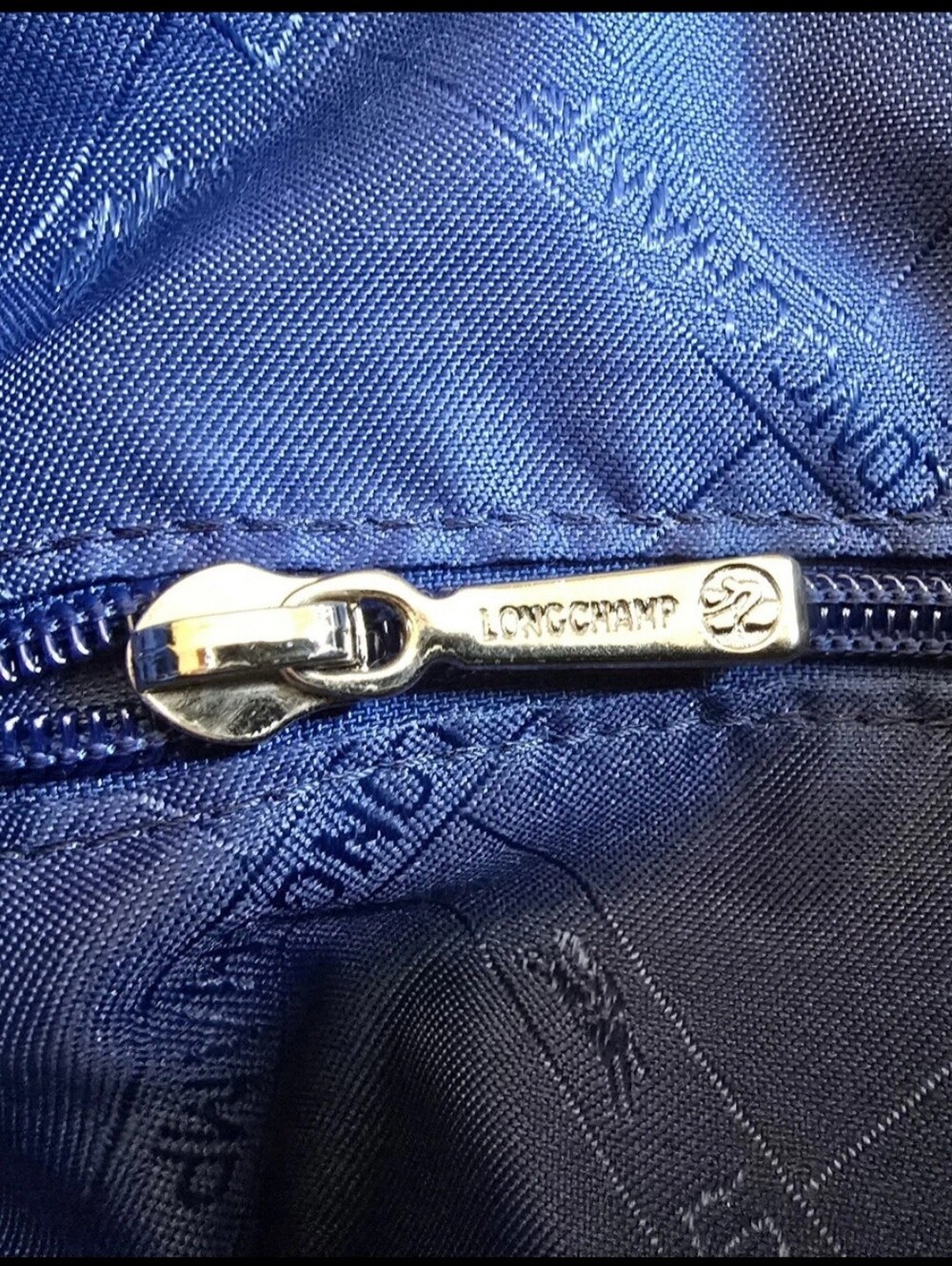 *RARE* LONGCHAMP Canvas Chevron Horse Logo Hand Tote Bag Toggle Button Open Top - Picture 9 of 16